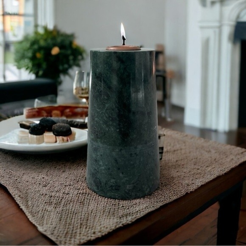 Threshold Tall Solid Marble Green Taper Candle Holder 7"x3" Home Decor VG